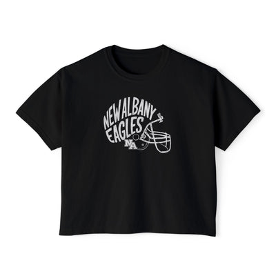 Women's New Albany Vintage Vibes Football Helmet Graphic Boxy Crop Short Sleeve Tee