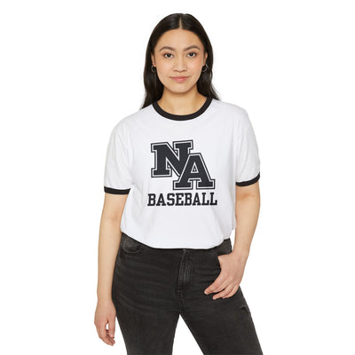 Adult Unisex Classic Black Logo Baseball Graphic Short Sleeve Ringer Tee