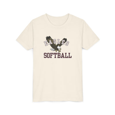 Youth Flying Softball Eagle Graphic Short Sleeve Soft Tee