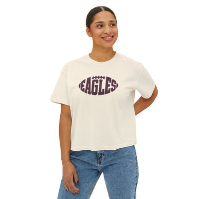Women's New Albany Football Eagle Ball Graphic  Boxy Crop Short Sleeve Tee