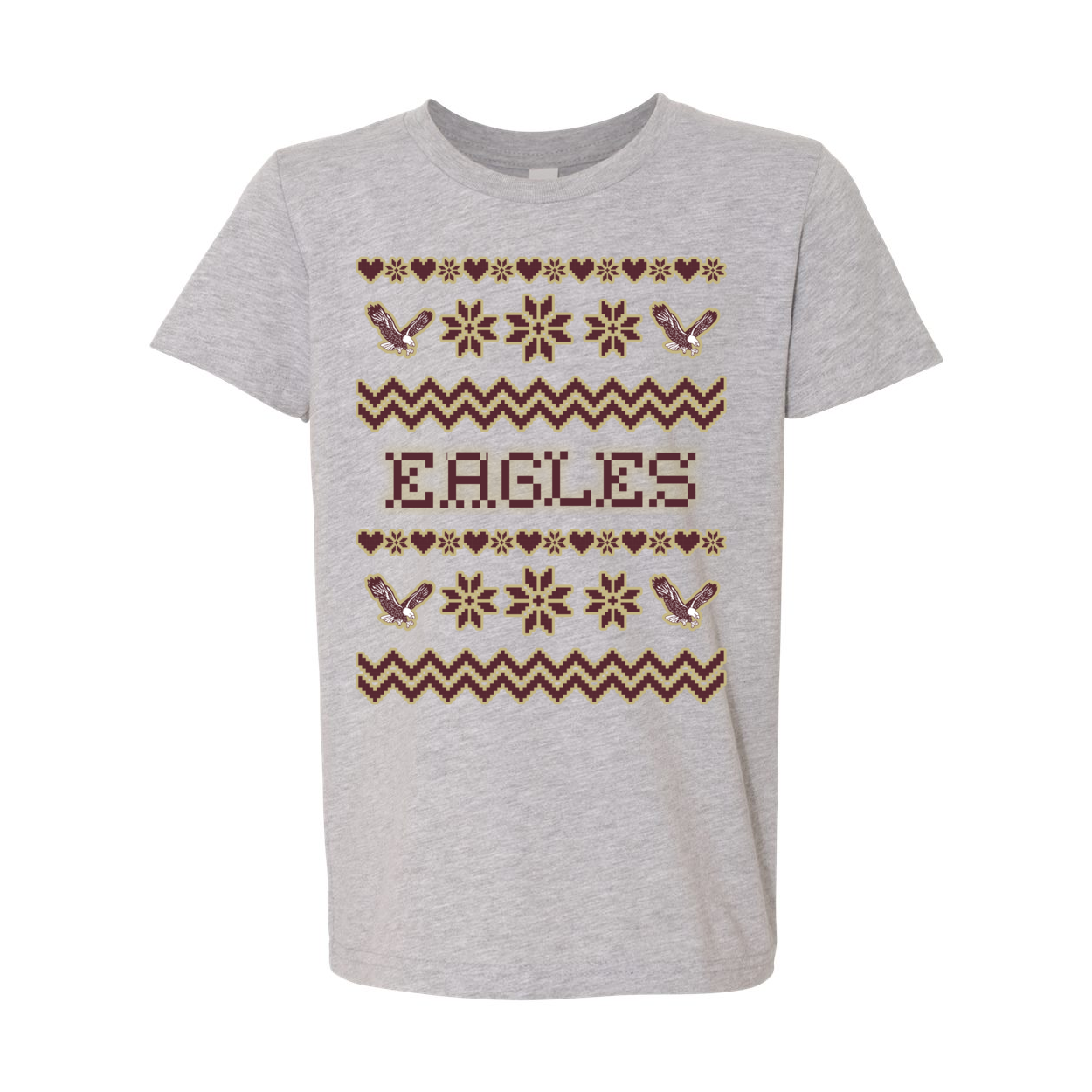 Youth Eagles Ugly Holiday Sweater Graphic Short Sleeve Soft Tee