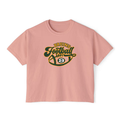 Women's Bruin Script Football Graphic Boxy Crop Short Sleeve Tee