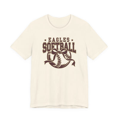 Adult Unisex New Albany Eagles Softball Spirit Bow Graphic Short Sleeve Soft Tee