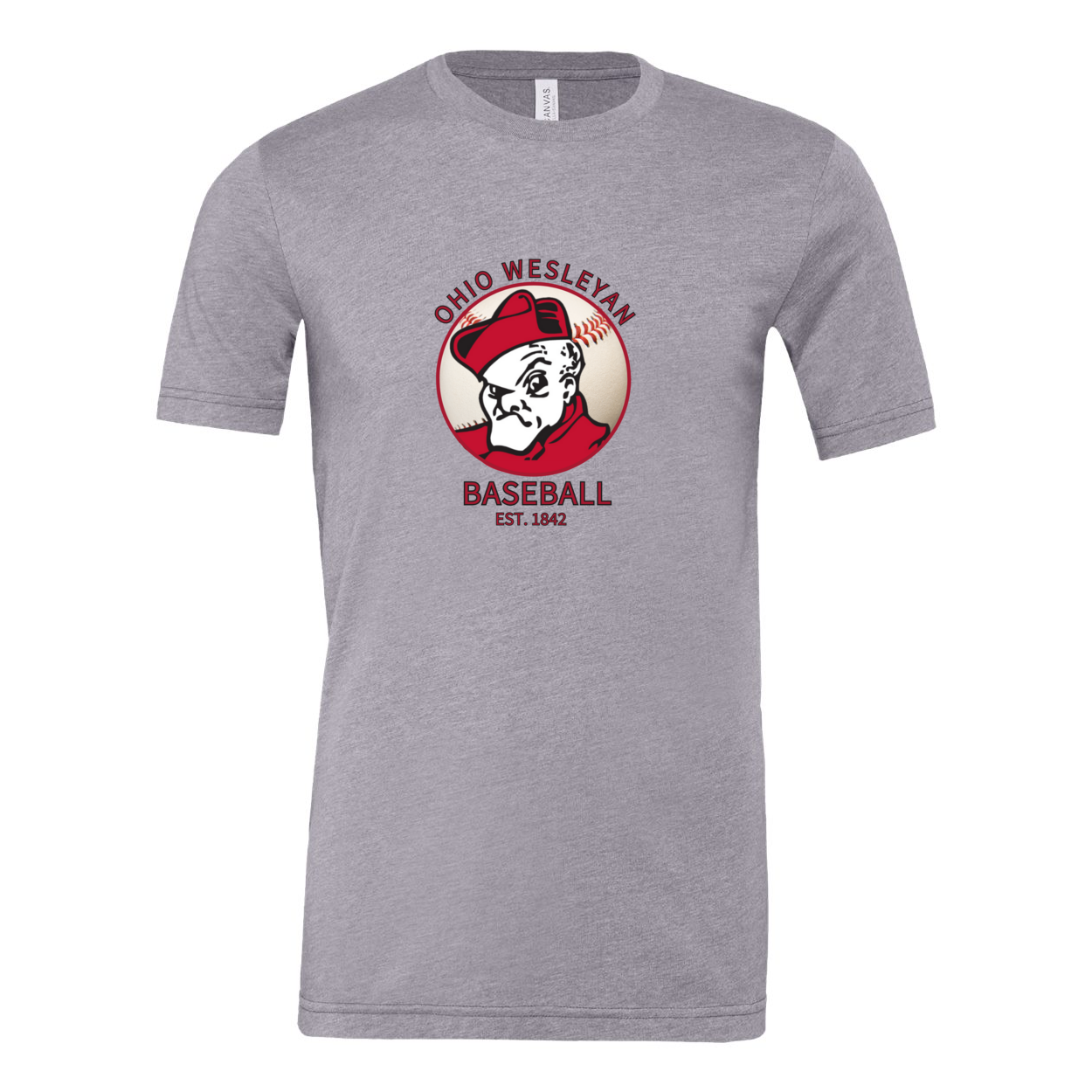 Adult Unisex 1842 Bishops Baseball Graphic Short Sleeve Soft Tee - Ohio Wesleyan University