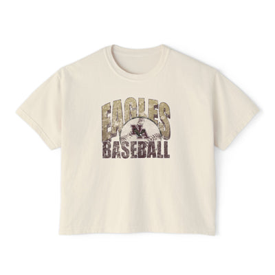 Women's New Albany Eagles Baseball Vintage Distressed Graphic Boxy Crop Short Sleeve Tee