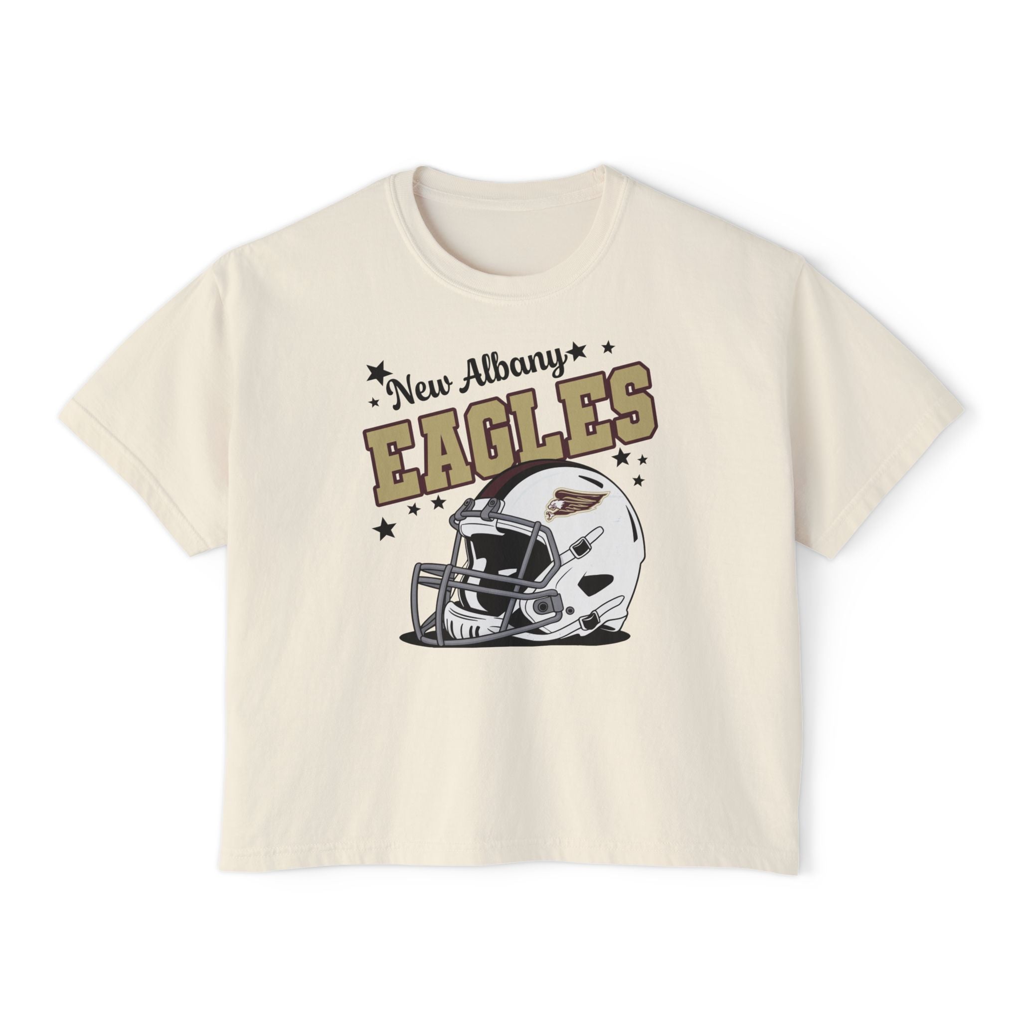 Women's New Albany Eagles Football Pride Graphic Boxy Crop Short Sleeve Tee