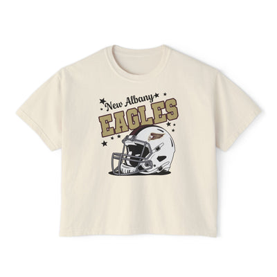 Women's New Albany Eagles Football Pride Graphic Boxy Crop Short Sleeve Tee