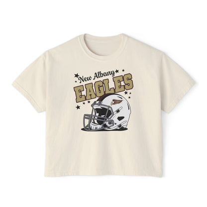 Women's New Albany Eagles Football Pride Graphic Boxy Crop Short Sleeve Tee
