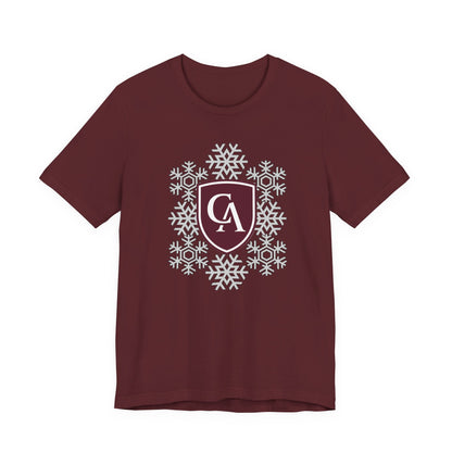 Adult Unisex Columbus Academy Spirited Snowflake Graphic Short Sleeve Soft Tee
