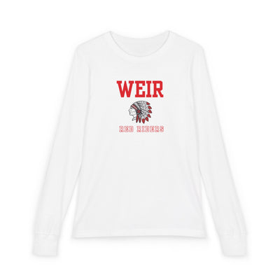 Youth Weir Red Riders Classic Mascot Graphic Bella + Canvas Long Sleeve Soft Tee