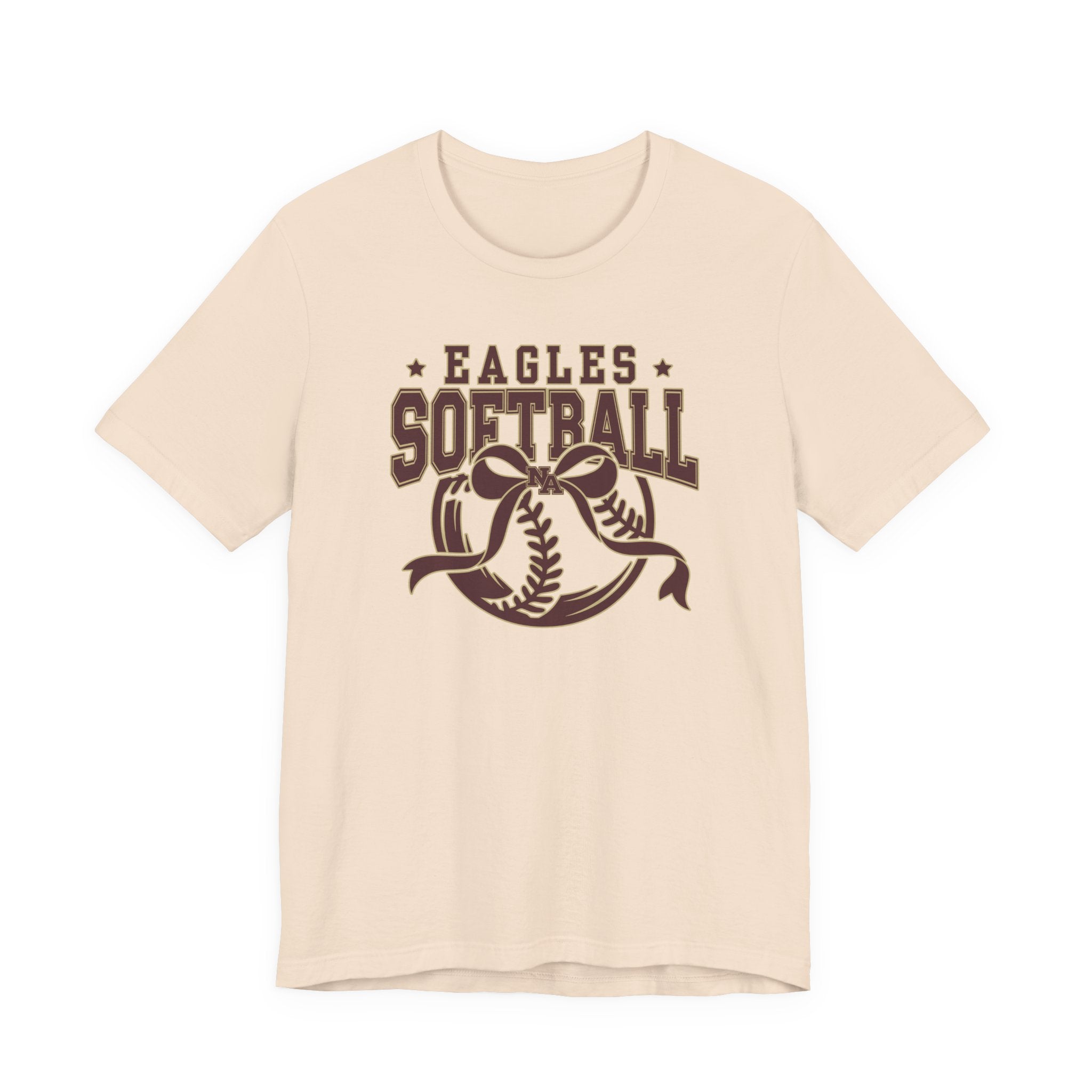 Adult Unisex New Albany Eagles Softball Spirit Bow Graphic Short Sleeve Soft Tee