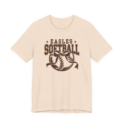 Adult Unisex New Albany Eagles Softball Spirit Bow Graphic Short Sleeve Soft Tee