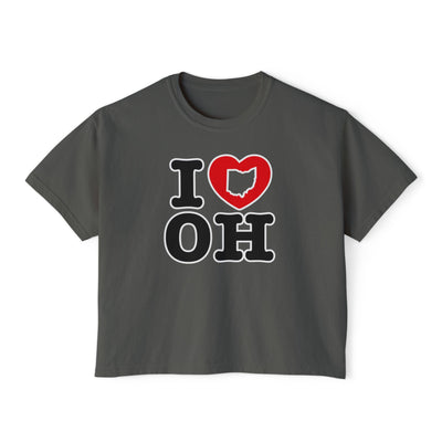 Women's I Heart OH Graphic Short Sleeve Boxy Crop Tee