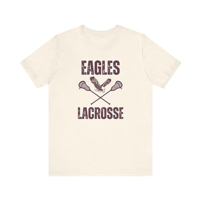 Adult Unisex Distressed Eagles Lacrosse Graphic Short Sleeve Soft Tee