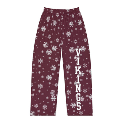 Women's Columbus Academy Vikings Spirited Snowflake Maroon Printed Pajama Pants FINAL