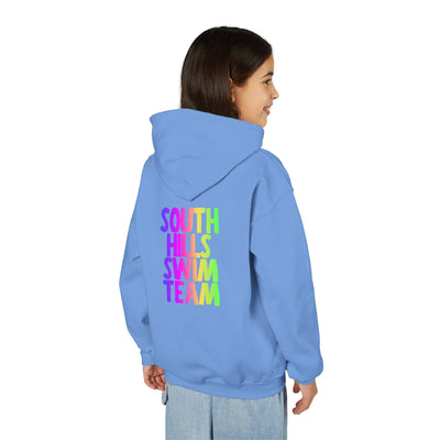 Youth South Hills Swim Team Neon Rainbow Graphic Hoodie