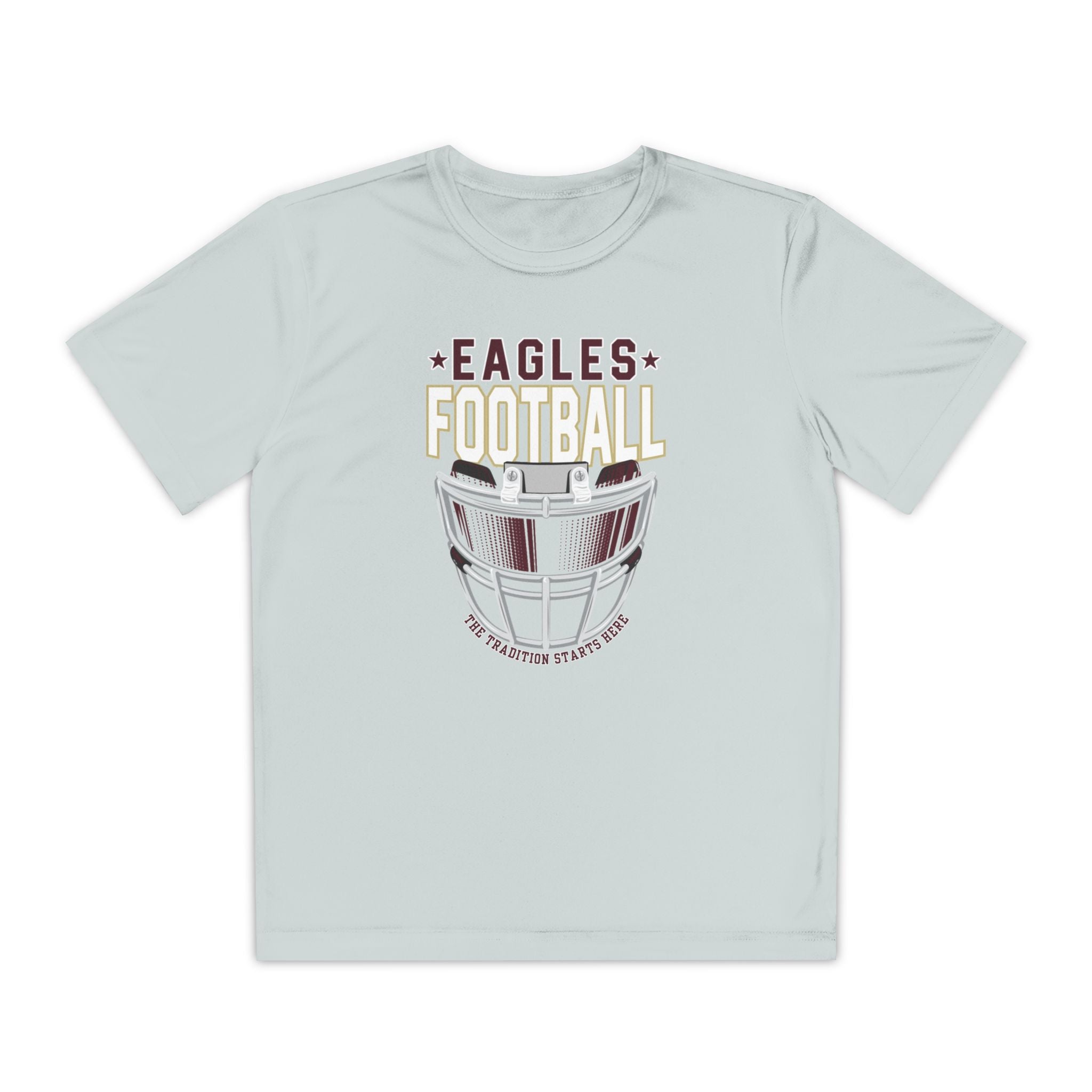 Youth Eagles Maroon Hype Helmet Graphic Short Sleeve Performance Tee