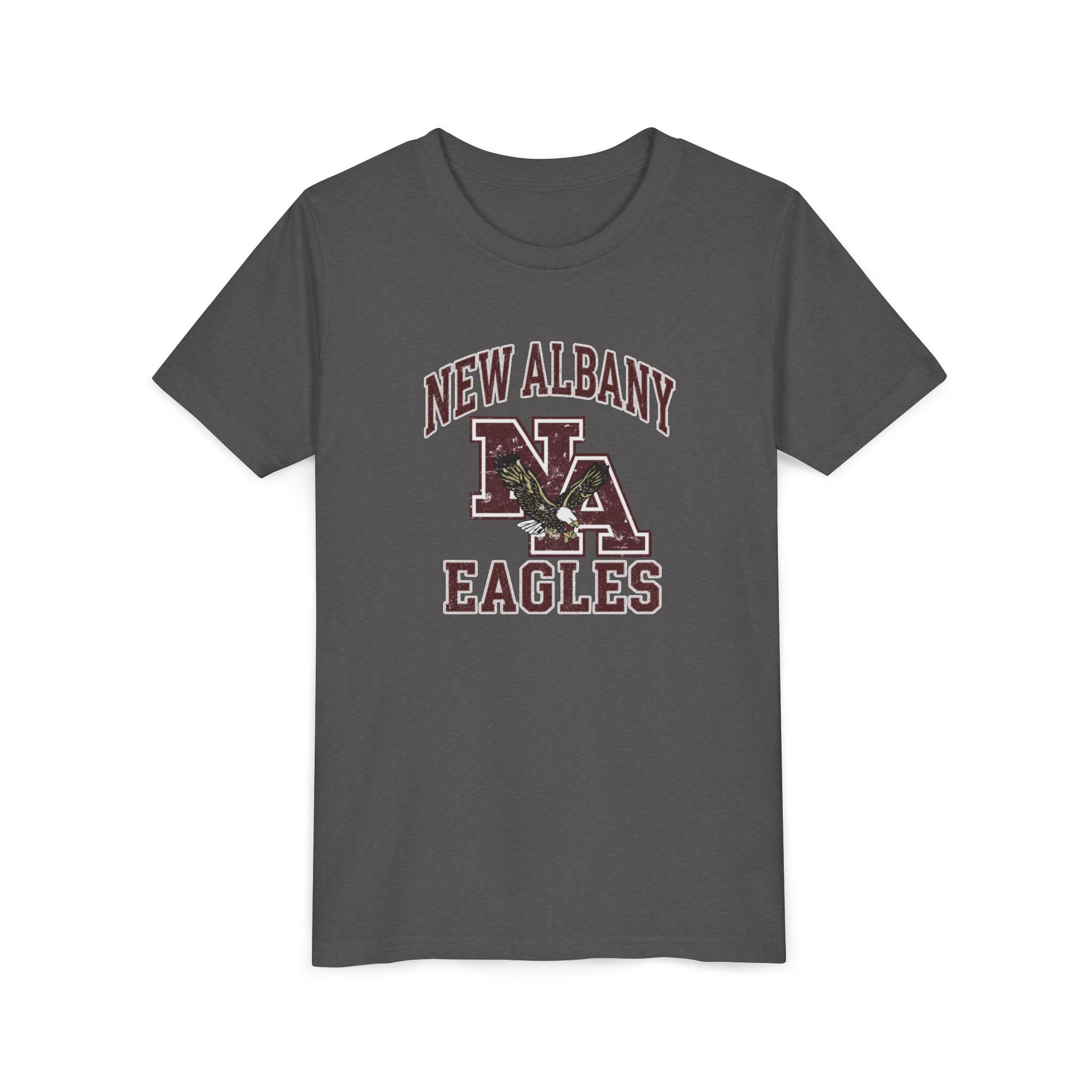 Youth New Albany Vintage Vibes Football Logo Graphic Short Sleeve Bella + Canvas Soft Tee
