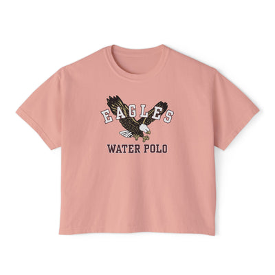 Women's Flying Water Polo Eagle Graphic Boxy Crop Short Sleeve Tee