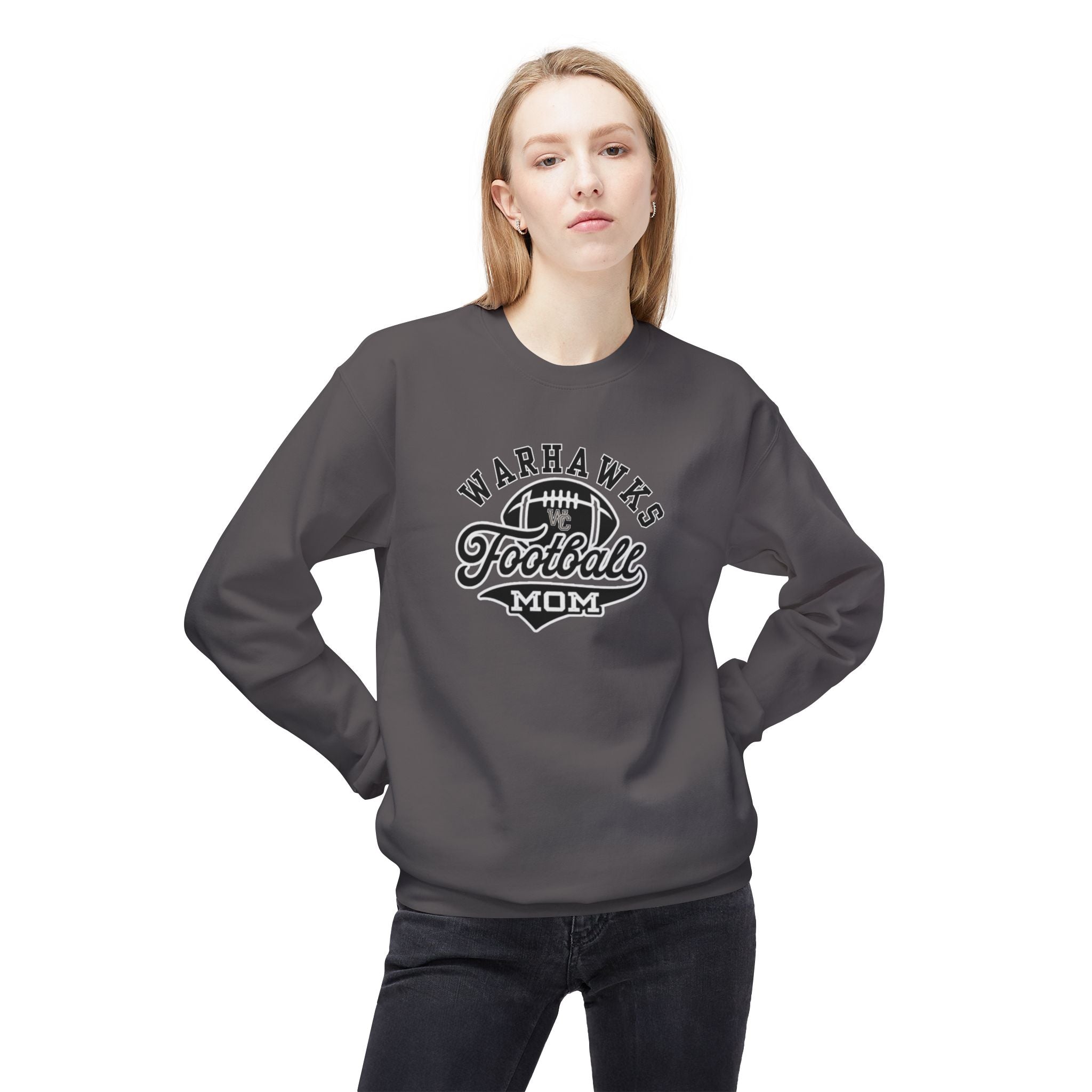Adult Unisex Warhawks Spirit Script Football Mom Graphic Soft Style Sweatshirt