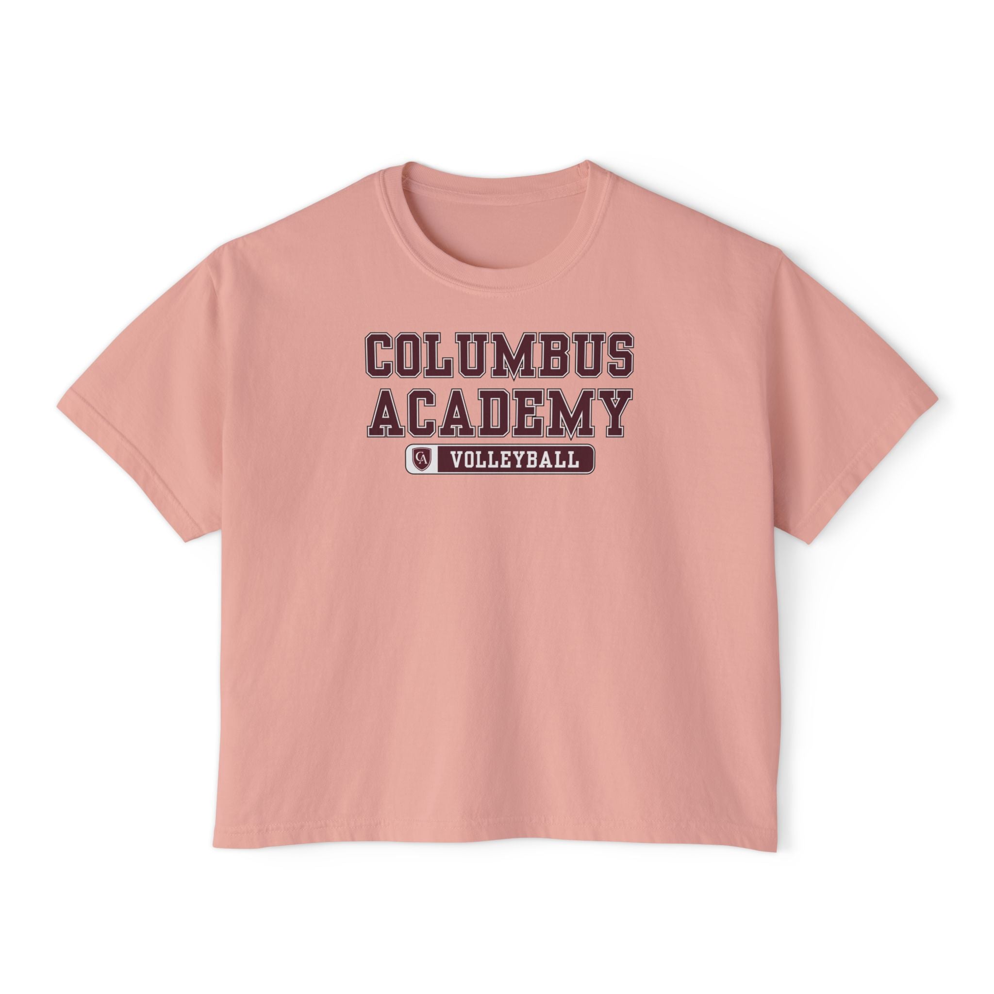 Women's Columbus Academy Volleyball Graphic Boxy Crop Short Sleeve Tee