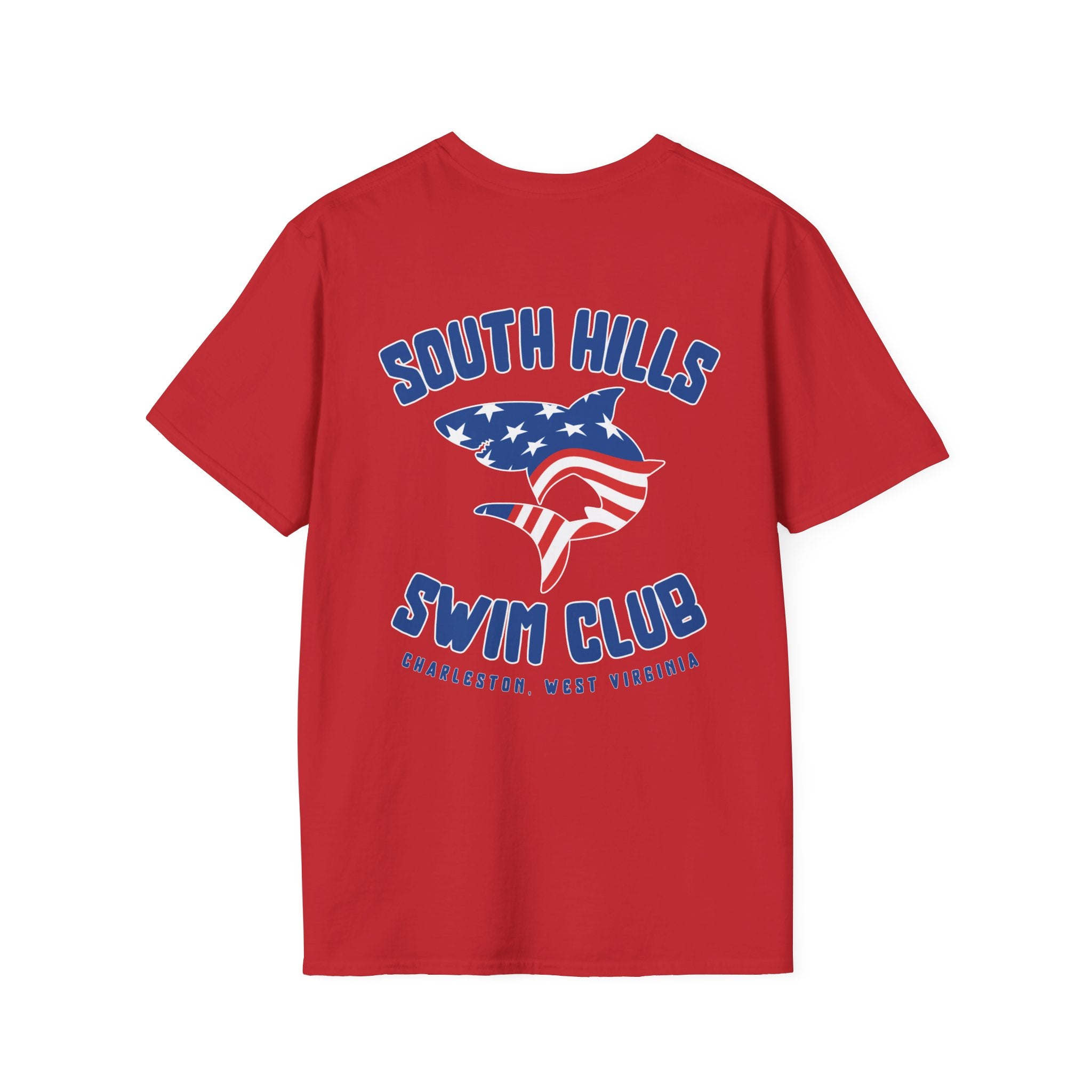 Adult Unisex South Hills Swim Club Patriotic Graphic Short Sleeve Gildan Softstyle Tee