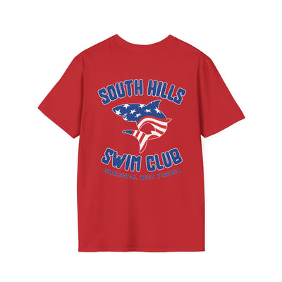 Adult Unisex South Hills Swim Club Patriotic Graphic Short Sleeve Gildan Softstyle Tee