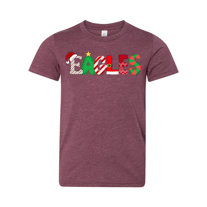 Youth Eagles Fun & Festive Holiday Graphic Short Sleeve Soft Tee