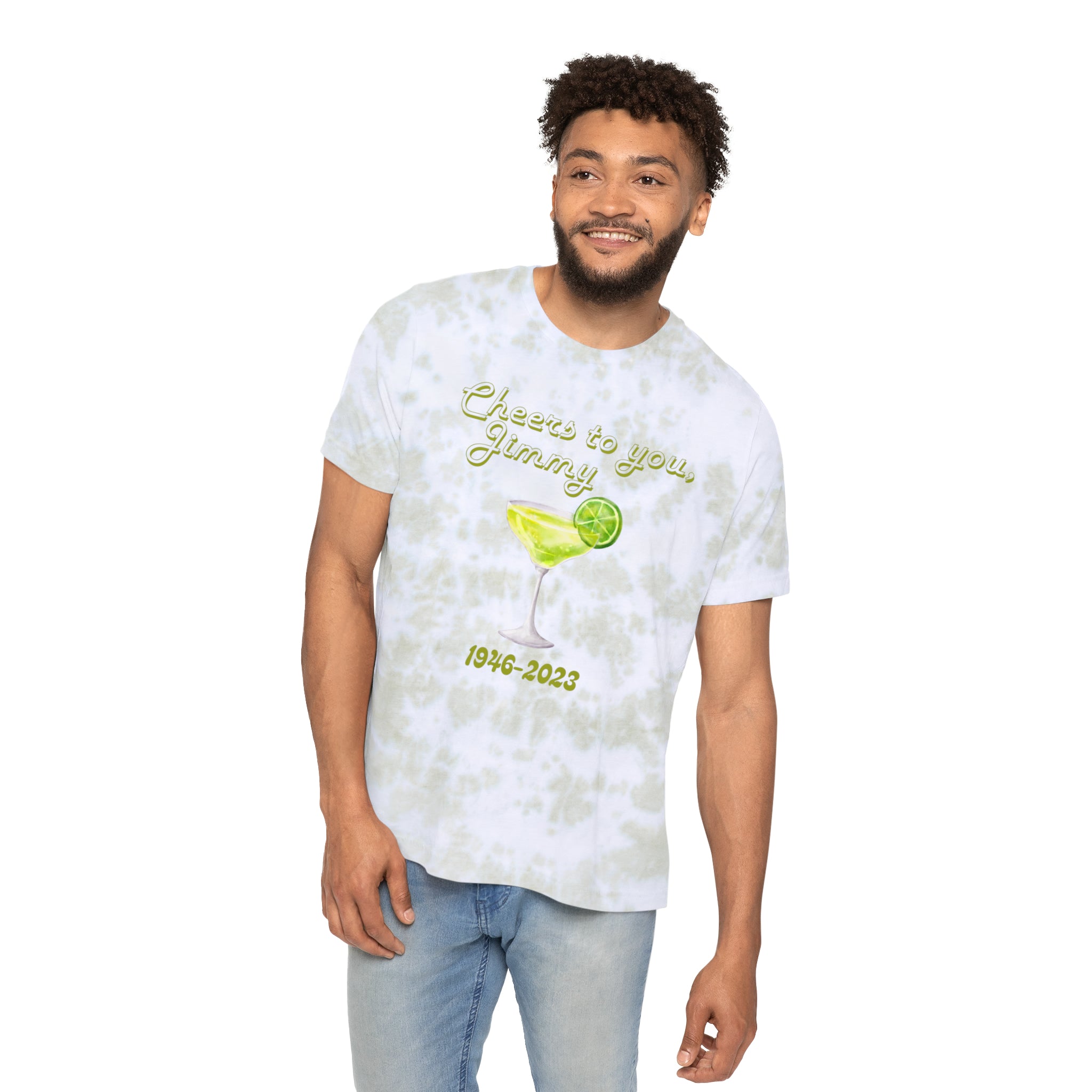 Adult Unisex Cheers To Jimmy Graphic Tie-Dyed Short Sleeve Tee