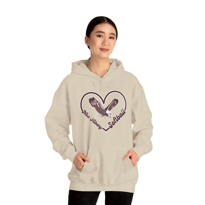 Adult Unisex Eagles Softball Heart Graphic Hoodie