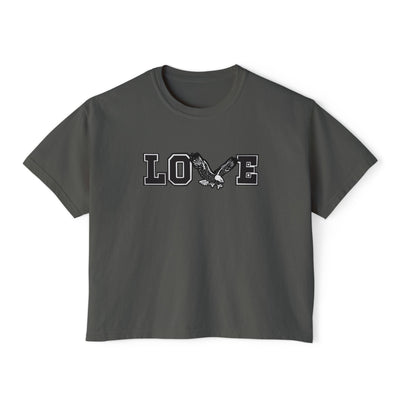 Women's Eagles Love Graphic Short Sleeve Boxy Crop Tee