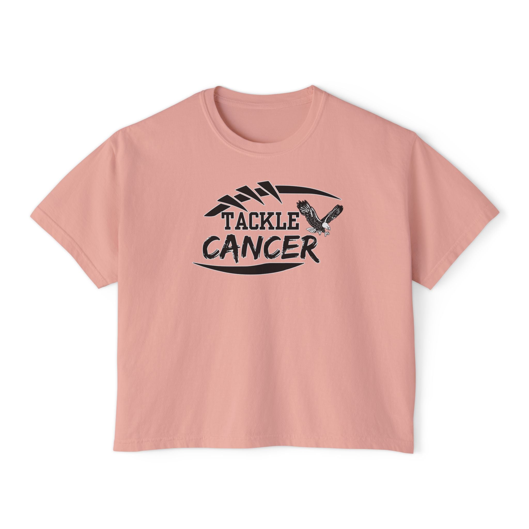 Women's Tackle Cancer Graphic Boxy Crop Short Sleeve Tee