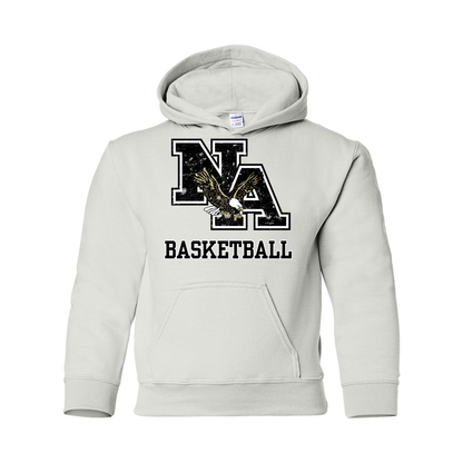 Youth Vintage Distressed Black Logo Basketball Graphic Hoodie