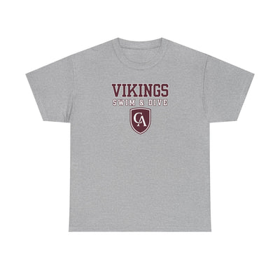 Adult Unisex Columbus Academy Vikings Swim & Dive Graphic Short Sleeve Gildan Heavy Tee