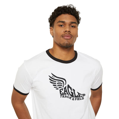 Adult Unisex Winged Foot Track and Field Graphic Short Sleeve Ringer Tee