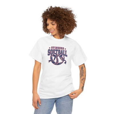 Adult Unisex Stingers Softball Spirit Bow Graphic Short Sleeve Gildan Heavy Tee