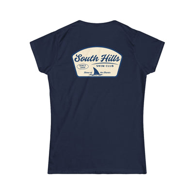 Women's South Hiils Swim Club Home of the Sharks Graphic Short Sleeve Gildan Softstyle Tee