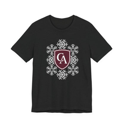 Adult Unisex Columbus Academy Spirited Snowflake Graphic Short Sleeve Soft Tee
