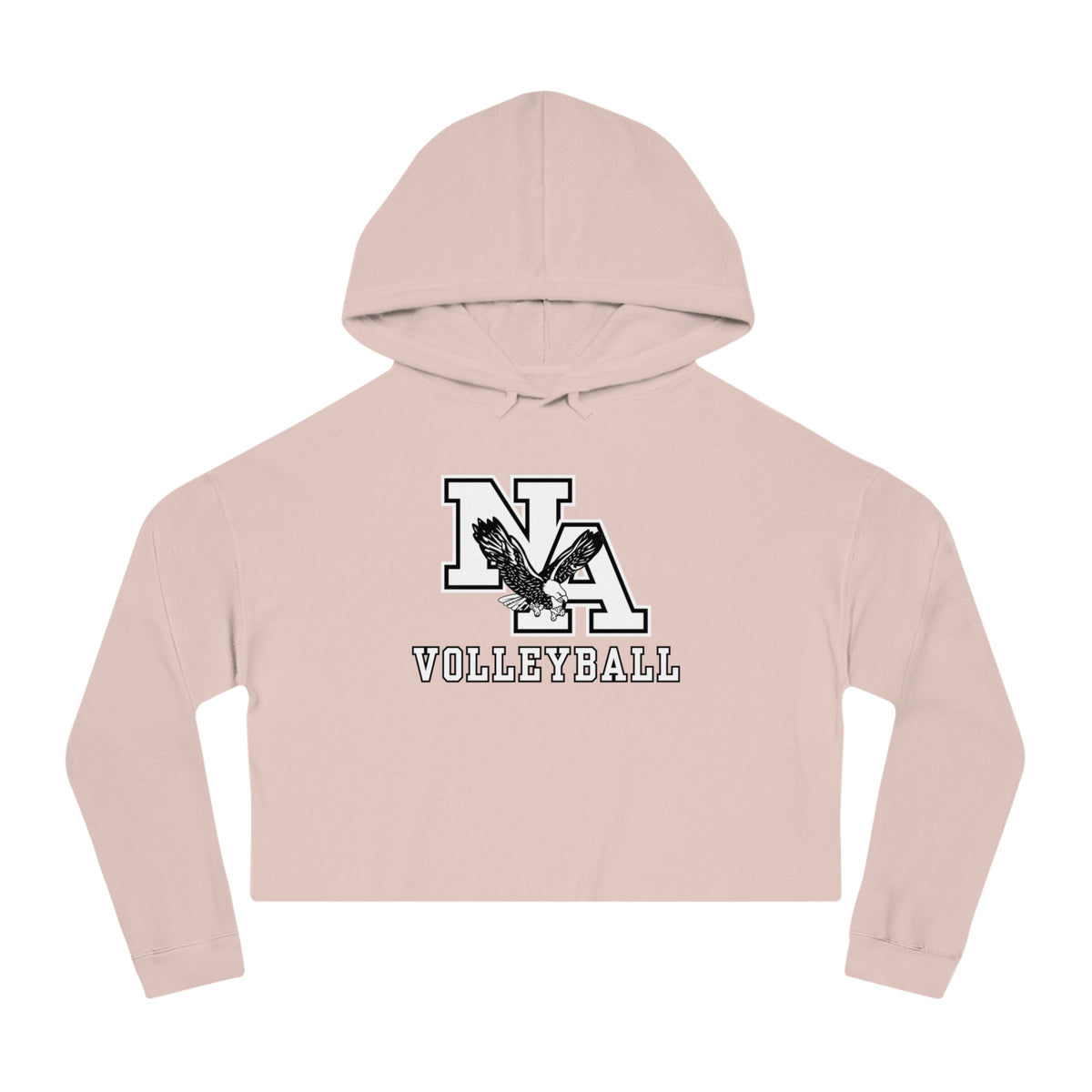 Women's New Albany Volleyball Classic White and Black Logo Graphic Crop Hoodie