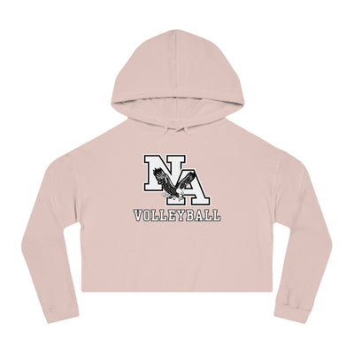 Women's New Albany Volleyball Classic White and Black Logo Graphic Crop Hoodie
