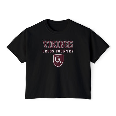 Women's Columbus Academy Vikings Cross Country Graphic Boxy Crop Short Sleeve Tee