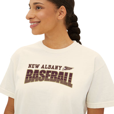 Women's Eagles Line Drive Baseball Boxy Crop Short Sleeve Tee