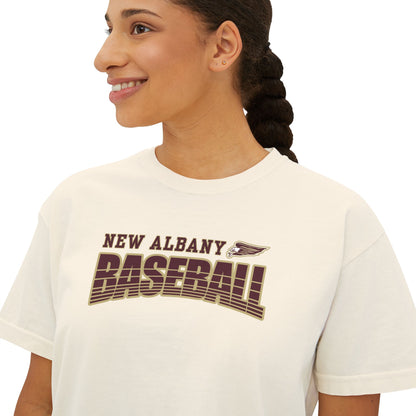 Women's Eagles Line Drive Baseball Boxy Crop Short Sleeve Tee