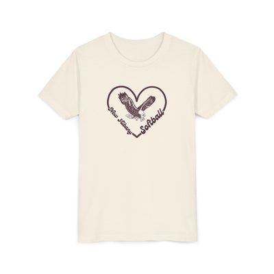 Youth Eagles Softball Heart Graphic Short Sleeve Soft Tee