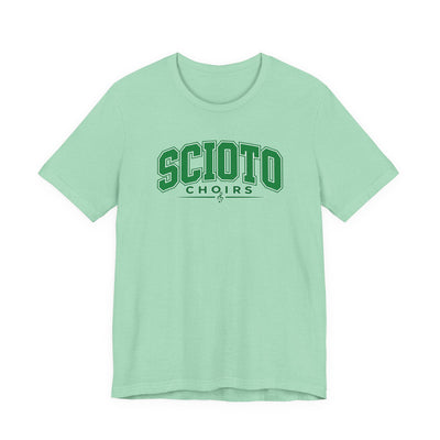 Adult Unisex Dublin Scioto Choirs Varsity Block Letter Graphic Short Sleeve Soft Tee