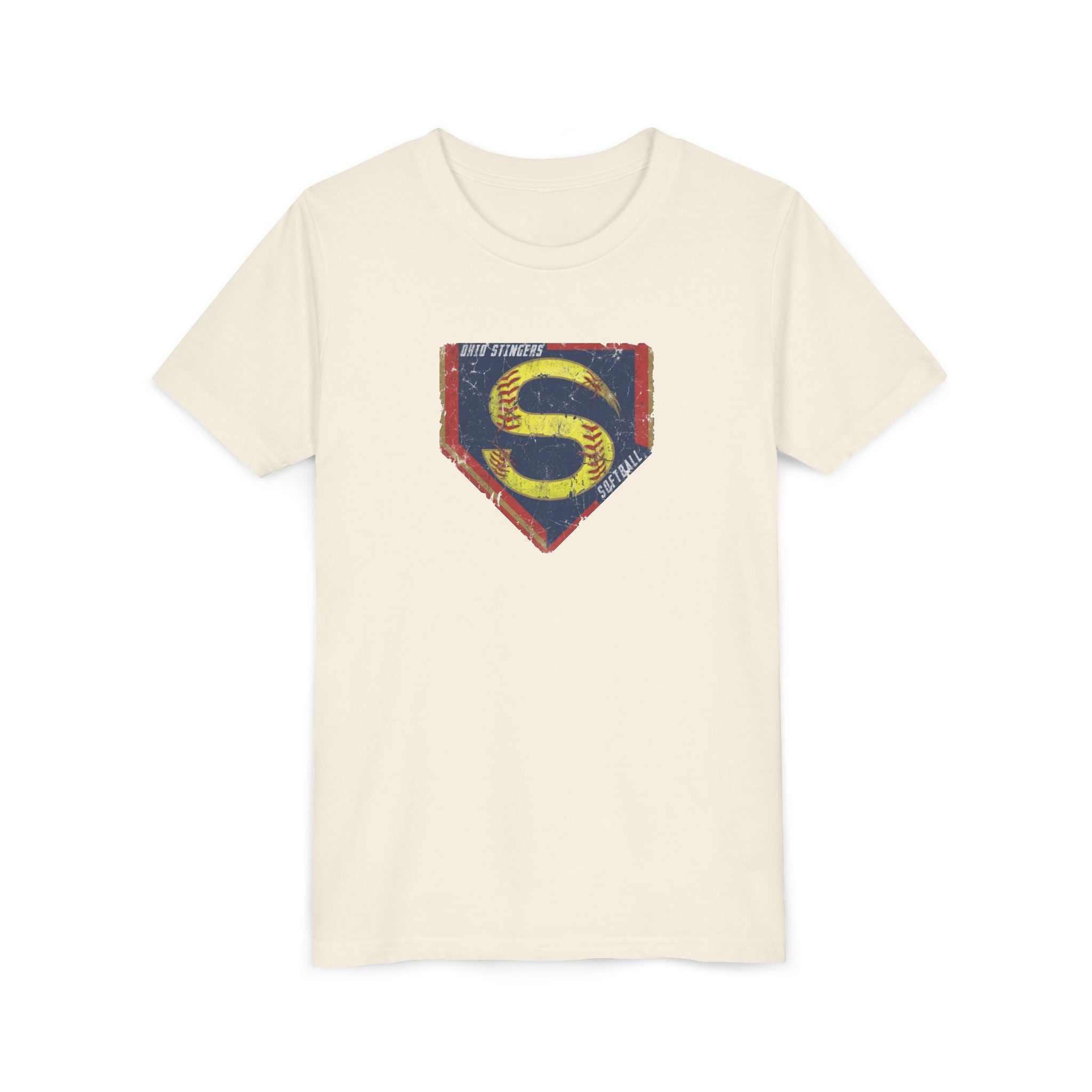 Youth Stingers Softball Distressed Logo Graphic Short Sleeve Bella + Canvas Soft Tee