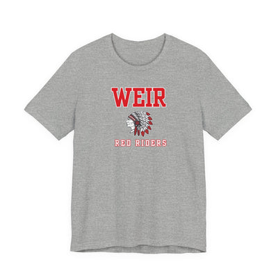Adult Unisex Weir Red Riders Classic Mascot Graphic Short Sleeve Bella + Canvas Soft Tee