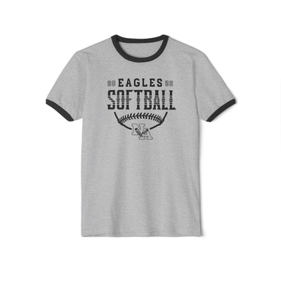 Adult Unisex New Albany Eagles Softball Strong Striped Graphic Short Sleeve Ringer Tee