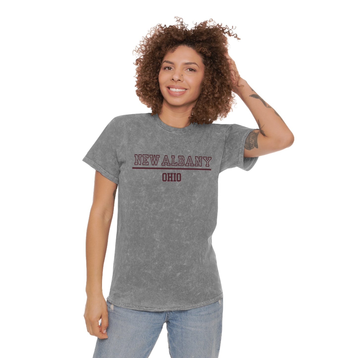 Adult Unisex City State Mineral Wash Short Sleeve Graphic Tee - New Albany
