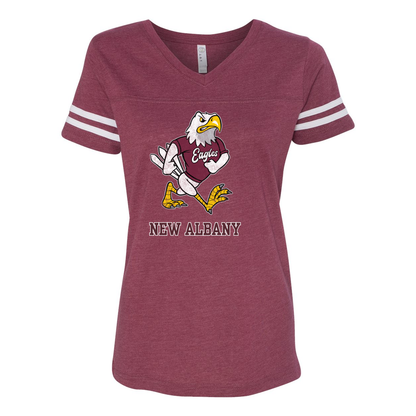 Women's Vintage Fighting Eagle Graphic Short Sleeve Football Ringer Tee